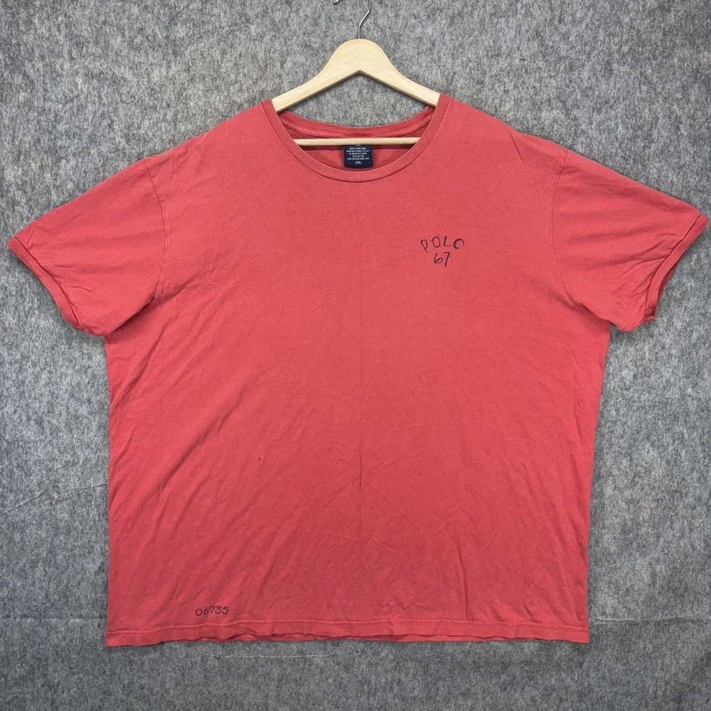 Vintage Team Polo Ralph Lauren Sport T-Shirt Men's XXL 2XL Red 67 1967 90s USA